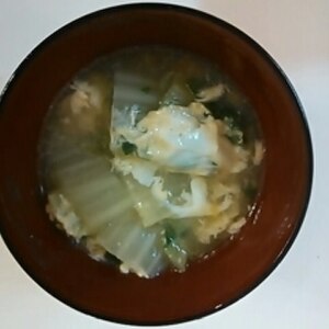 チンゲン菜と白菜のかきたまスープ